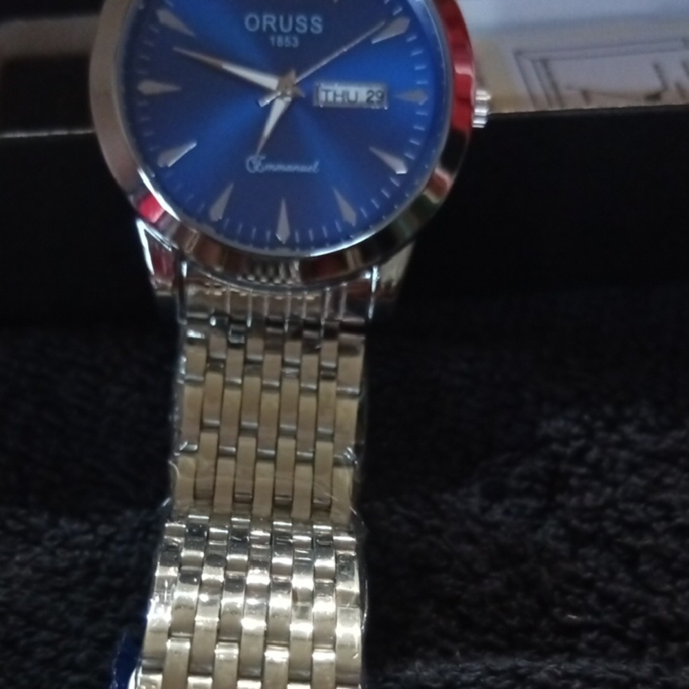 Oruss Silver Watch with Blue Dial